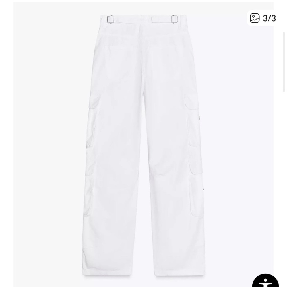 Zara White Cargo Trousers with Side Pockets